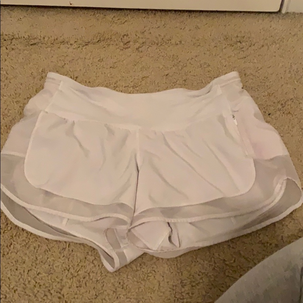 cream lululemon shorts